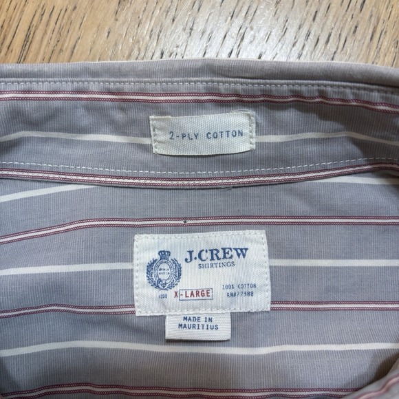 J Crew Mens XL Gray With Red And White Stripes Long Sleeve Shirt 77388-See Note - Picture 6 of 9